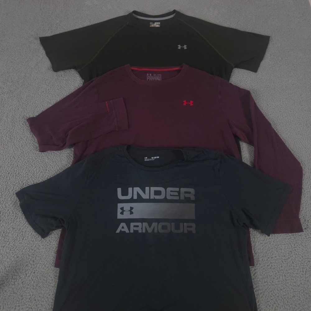 LOT OF 3 Under Armour Shirt Mens 3XL Charged Cotton Team Issue Wordmark Tee Gym